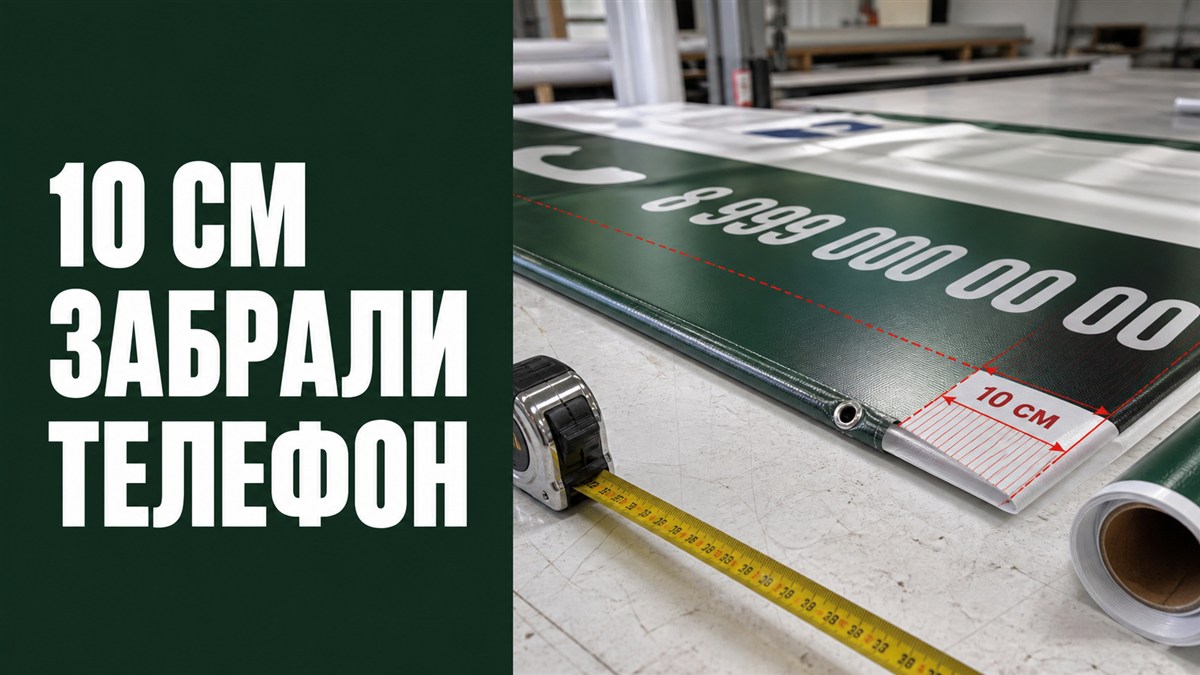 Телефон на баннере попадает в десятисантиметровую зону заворота