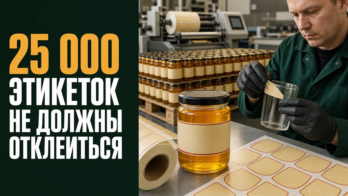 Проверка этикетки для партии из 25 000 банок мёда