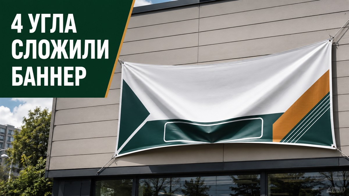 Баннер закреплён только за четыре угла и провисает складкой в зоне контакта