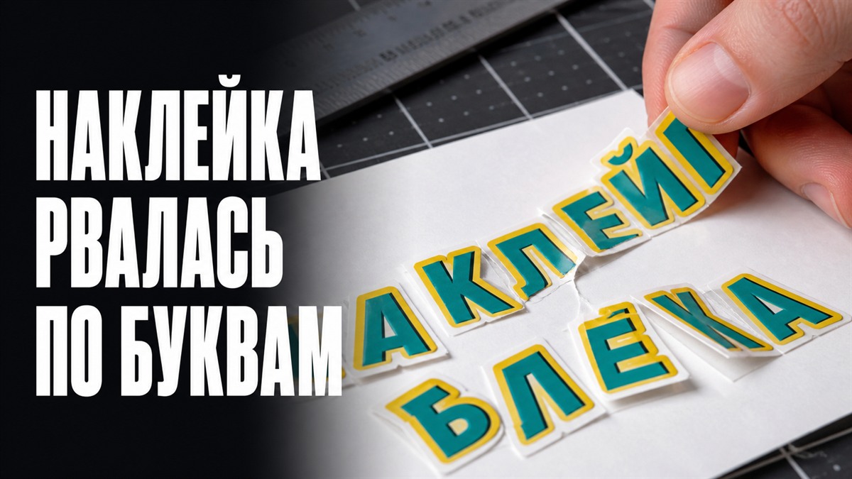 Тонкие буквы фигурной наклейки рвутся при отделении от подложки