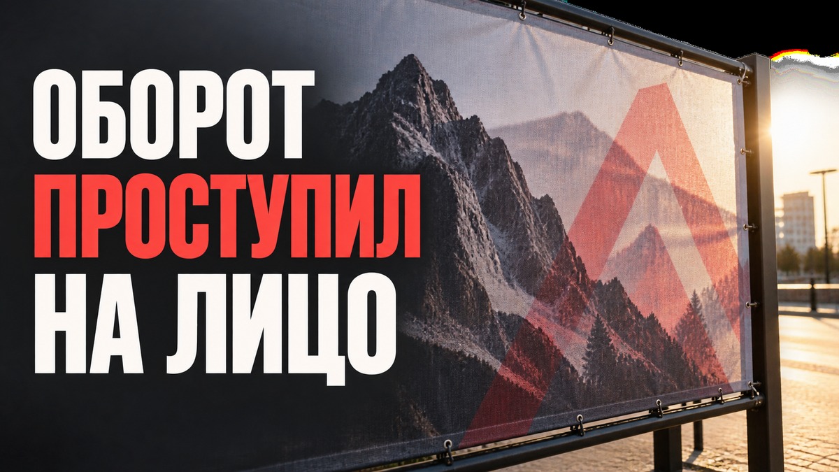 Оборотный макет проступает сквозь лицевую сторону двустороннего баннера на солнце