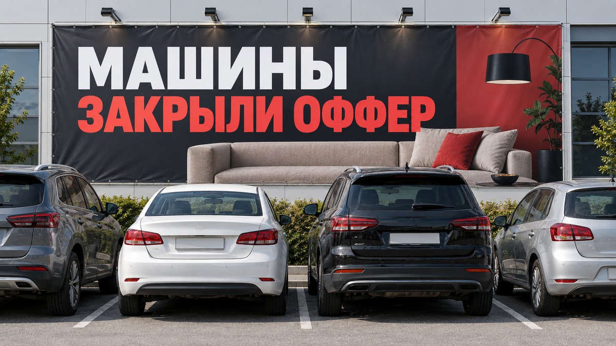 Припаркованные автомобили перекрывают главный оффер на фасадном баннере