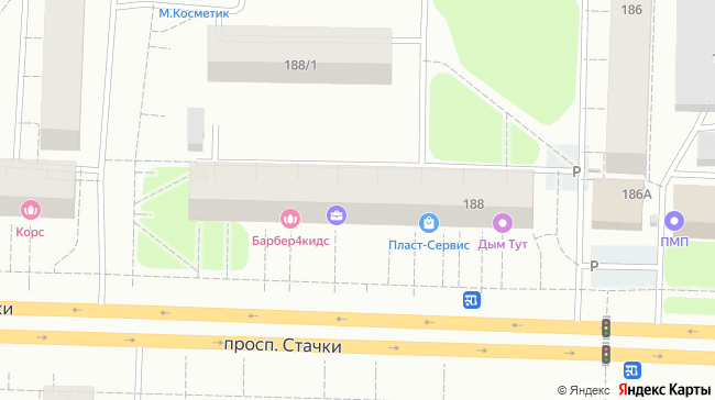 Расположение ТЕ ПРИНТ на проспекте Стачки, 186